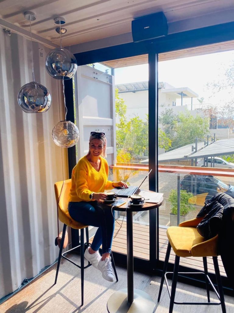 Lady sitting and working